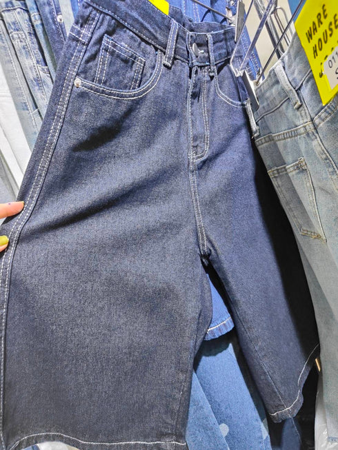 Denim high-waisted  knee-Length short